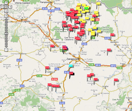 Distribución de censos volcados por AragónGen en Aragón