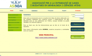 Imagen de la página web de ASINDA Imagen de la página web de ASINDA