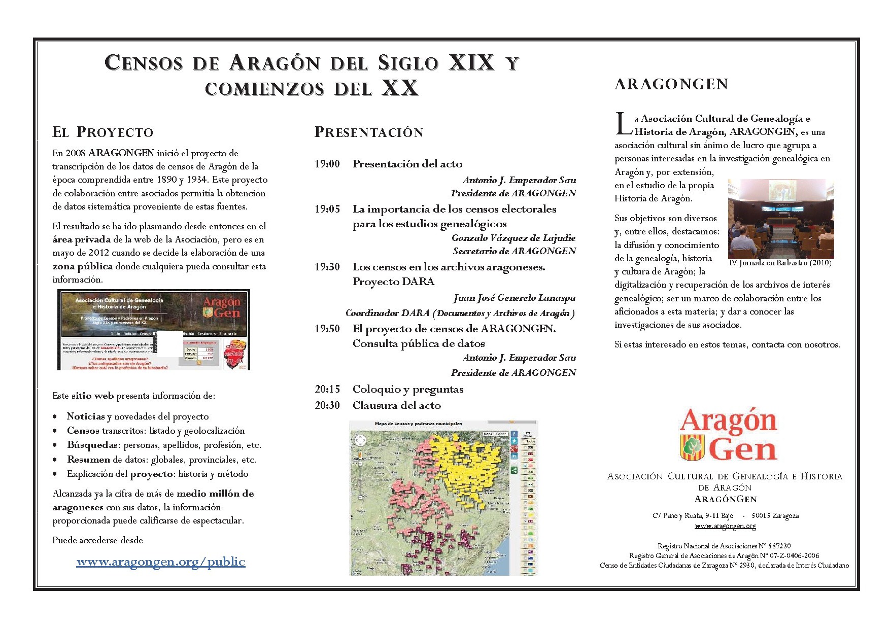 acto de presentación del proyecto de censos en aragón aragongen